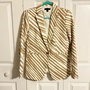 Ann Taylor Tan and White Striped Blazer